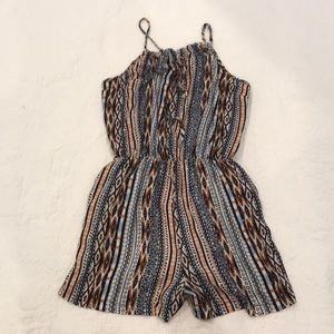 Navy and Orange Aztec Romper